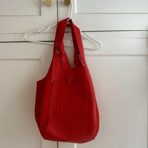 Rag & Bone Grand Shopper Leather & Suede Tote In Fiery Red